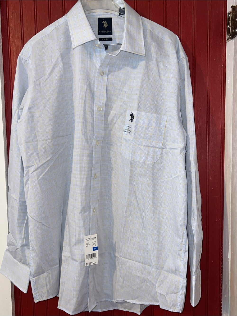 U.S. Polo Assn. Light Blue Plaid Long Sleeve Dress Shirt